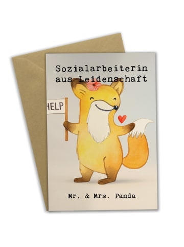 Mr. & Mrs. Panda Grußkarte Sozialarbeiterin Leidenschaft Design ... in Weiß