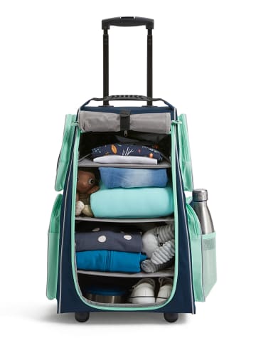 Haba Kinderkoffer Rolltrolley mit Trolleytasche und Kulturbeutel in marine-aubergine