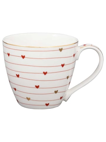 Greengate Becher GRACE Weiß mit HERZEN in Rot und Gold