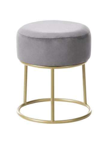 Beliani Hocker DELCO in Grau/Gold - (W) 35 x (H) 40 x (L) 35 cm