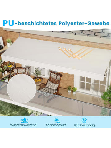 COSTWAY Klemmmarkise ohne Bohren 400 cm in Weiß
