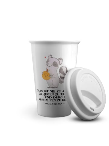 Mr. & Mrs. Panda Thermobecher Waschbär Kürbis mit Spruch in Weiß