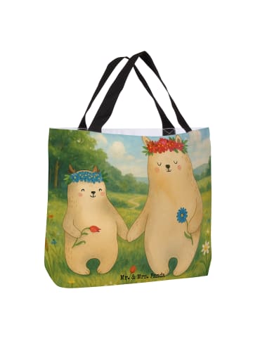 Mr. & Mrs. Panda Tasche Bären mit Blumenkranz Design ohne Spruch in Weiß