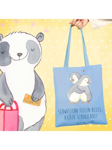 Mr. & Mrs. Panda Shopping Tasche Schwestern Liebe mit Spruch in Sky Blue