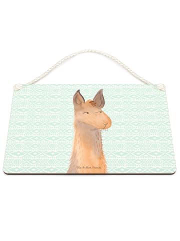 Mr. & Mrs. Panda Schild Lamakopf Genervt ohne Spruch in Aztekenblau