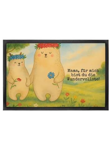Mr. & Mrs. Panda fußmatte Bären mit Blumenkranz Design mit Spruch in Weiß
