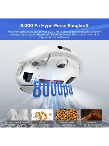 Roborock Saugroboter Q7 BF+ in Weiß, 8000 Pa, Dual Anti-Tangle-System