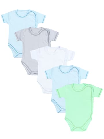 TupTam Unisex Baby Kurzarm Wickelbody 5er Pack in blau/grün