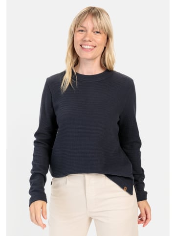 Camel Active Langarm Sweatshirt mit Waffelmuster in Nachtblau