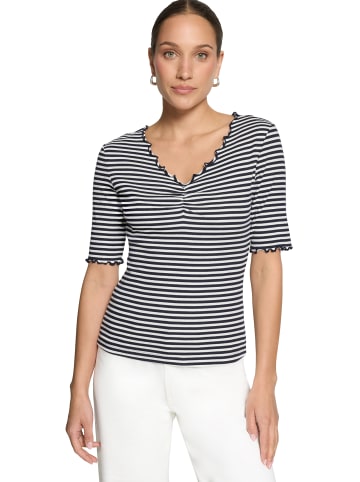 Zero  Halbarm-Shirt mit Raffung in Cream/Dark Blue