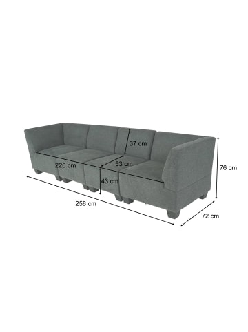 MCW Modular 4-Sitzer Sofa Moncalieri, Braun, hohe Armlehnen