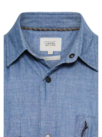 Camel Active Langarm Hemd aus reiner Baumwolle in Blau