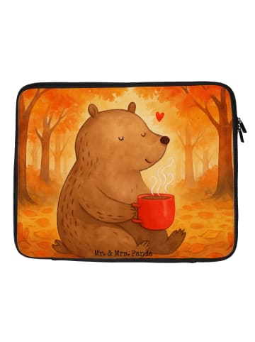 Mr. & Mrs. Panda Laptop Tasche Bär Morgenkaffee Design ohne Spruch in Weiß