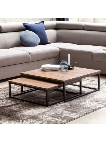 KADIMA DESIGN Couchtisch | Sheesham, 75x75x27cm, Massivholz, Metallbeine