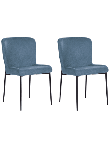 Beliani 2er-Set Esszimmerstuhl ADA in Blau/Schwarz