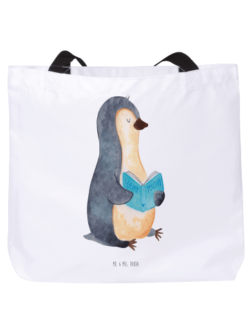 Mr. & Mrs. Panda Strandtasche Pinguin Buch ohne Spruch in Weiß
