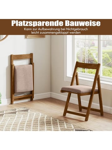 COSTWAY 2er Set Esszimmerstühle klappbar in Braun