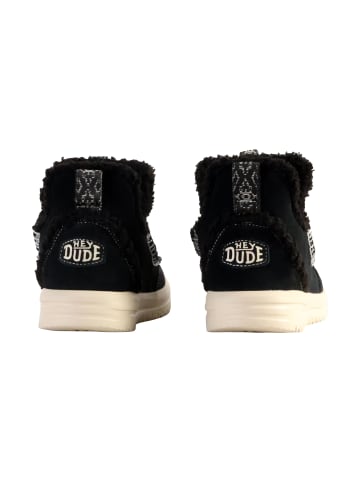 Hey Dude Camden Suede Cozy Leder Sneakers Schwarz