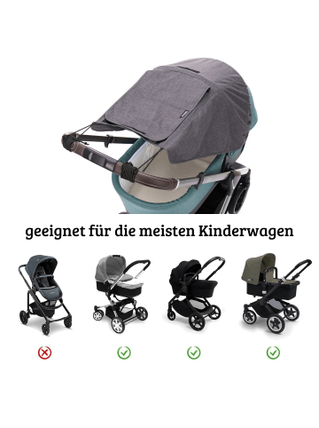 fillikid Sonnenschutz Deluxe für Buggy und Sportwagen Exclusiv in Grau Melange