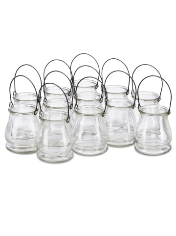 12x Windlicht in Transparent - (H)10 x Ø 8,5 cm