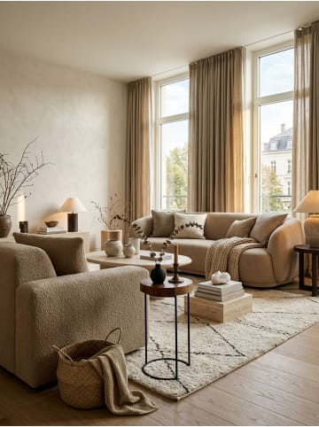 KADIMA DESIGN Beistelltisch aus Massivholz, Baumstamm-Tischplatte im Landhausstil in Beige