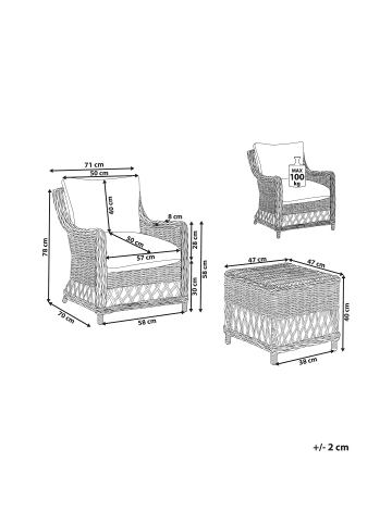 Beliani Sessel RIBOLLA in Braun/Weiß - (W) 71 x (H) 78 x (L) 70 cm