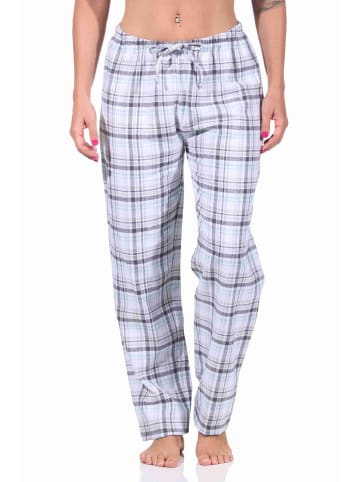 NORMANN Flanell Schlafanzug Hose kariert Baumwolle - 70823 in türkis