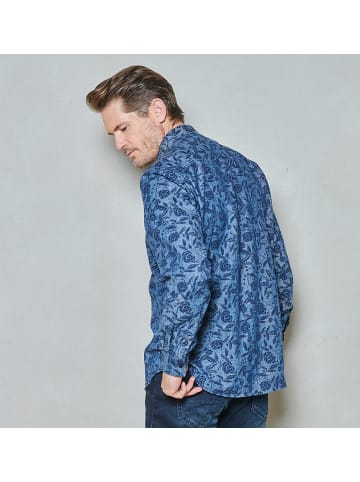 Twinlife Hemd chambray floral in Blau