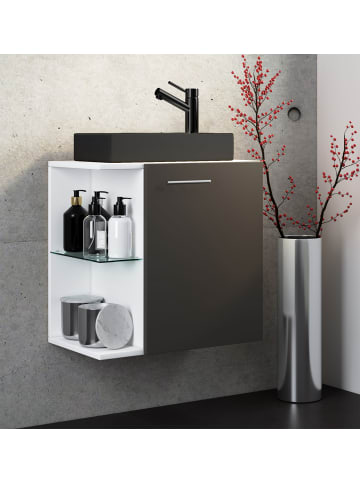 VCM  2-tlg Waschtisch Hausa Toilette schmal Schwarz in Anthrazit