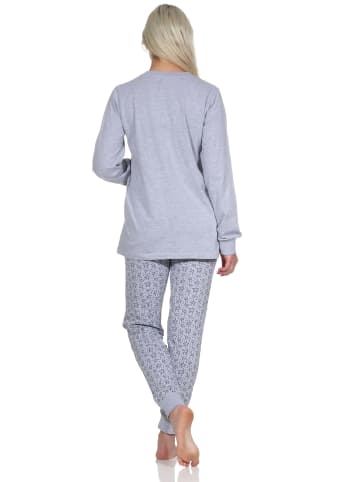 NORMANN Schlafanzug Pyjama langarm Bündchen Sterne - 75644 in Grau