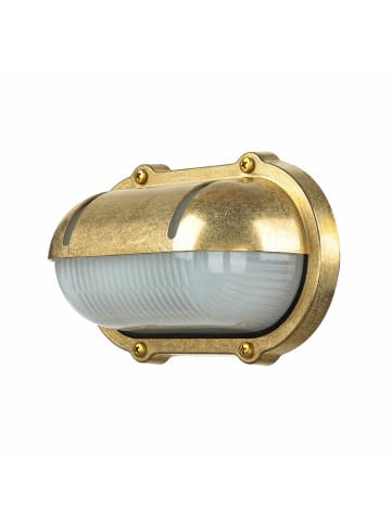 Licht-Erlebnisse Außen Wandlampe (B)21 x (H)12 cm in Messing WeißMessing Weiß