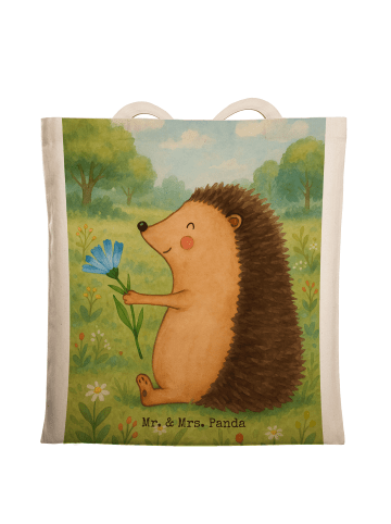 Mr. & Mrs. Panda Shopper Bag Igel Blumen Design ohne Spruch in Weiß