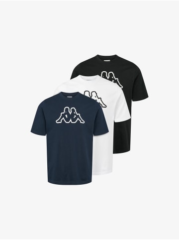 Kappa T-Shirt Cromen 3-pack in white-black-blue marine