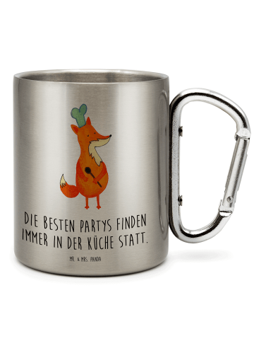 Mr. & Mrs. Panda Tasse Fuchs Koch mit Spruch in Silber