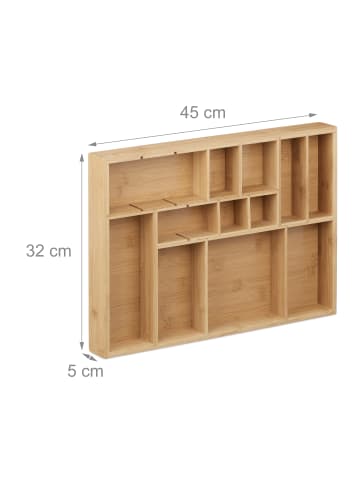 relaxdays 2x Schubladeneinsatz in Natur - (B)45 x (H)5 x (T)32 cm