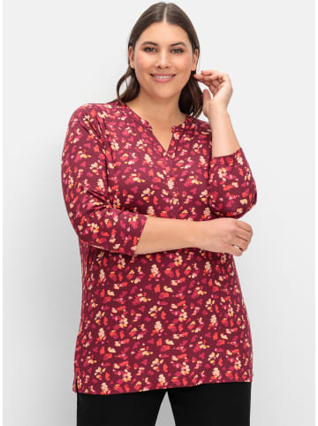sheego 3/4-Arm-Shirt in weinrot-gemustert