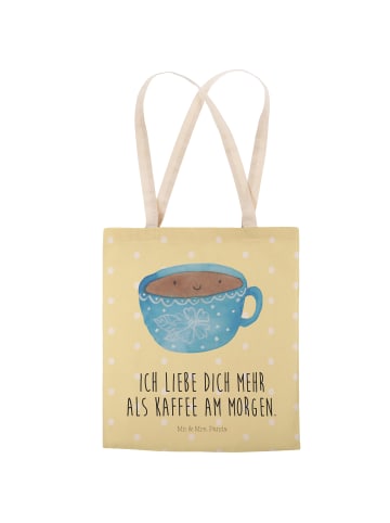 Mr. & Mrs. Panda Einkaufstasche Kaffee Tasse mit Spruch in Gelb Pastell