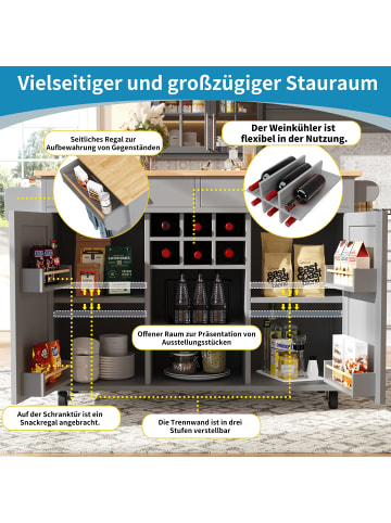 ABRIHOME Moderne Kücheninsel Küchenschrank Buffetschrank mit Stauraum, Grau