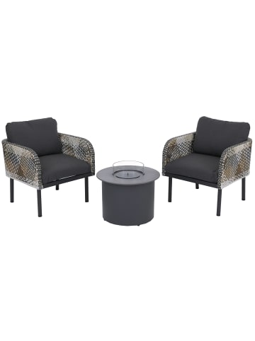 MCW Poly-Rattan Garnitur P80, Dunkelgrau