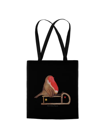 Mr. & Mrs. Panda Tote Bag Rotkehlchen Schlitten ohne Spruch in Schwarz