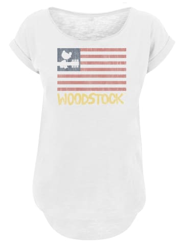 F4NT4STIC Long Cut T-Shirt Woodstock USA Flag' in weiß