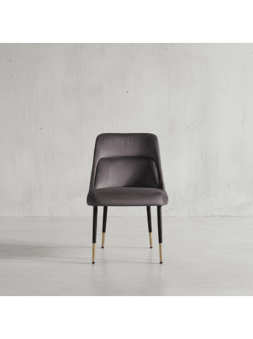 KADIMA DESIGN Esszimmerstuhl Samt Küchenstuhl mit schwarzen Beinen, in Grau