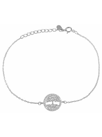 Adeliás Damen Armband Lebensbaum aus 925 Silber mit Zirkonia 20 cm in silber