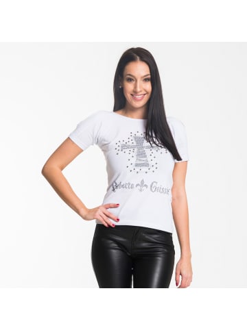 Roberto Geissini Diamond Cross T-Shirt Weiß
