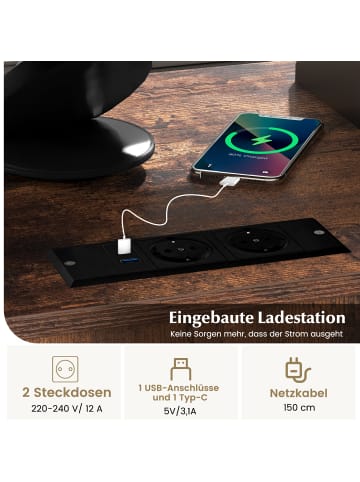 COSTWAY Aktenschrank Druckerständer mit 4 feststellbaren Rädern in Braun