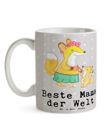 Mr. & Mrs. Panda Kaffeebecher Fuchs Beste Mama der Welt mit Spruch in Grau Pastell