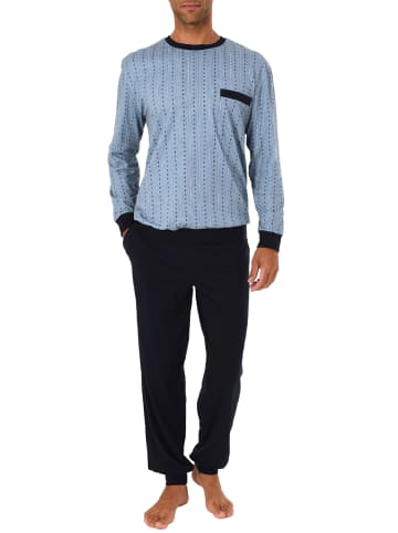 NORMANN Pyjama Schlafanzug lang Bündchen print - 45744 in hellblau
