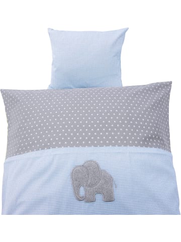 Erwin Müller Linon Baby-Wendebettwäsche in blau-weiß