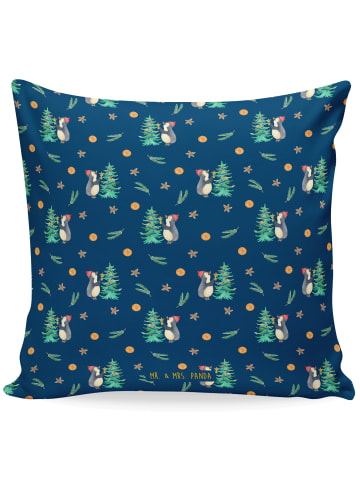 Mr. & Mrs. Panda Kissen 40x40 Pinguin Weihnachtsbaum ohne Spruch in Blau