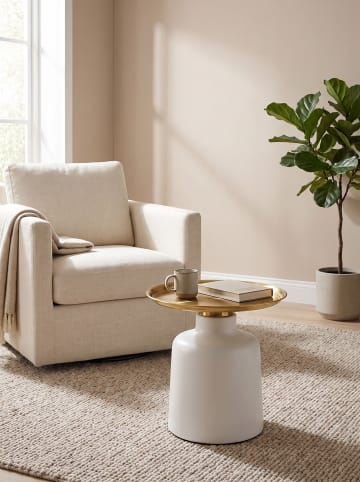 Beliani Beistelltisch DOVE in Weiß/Gold - (W) 45 x (H) 49 x (L) 45 cm